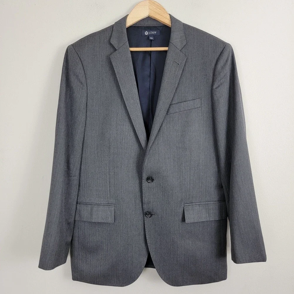 J Crew Ludlow Blazer Jacket Single Breasted Mens 40R Gray Double Vented Collared